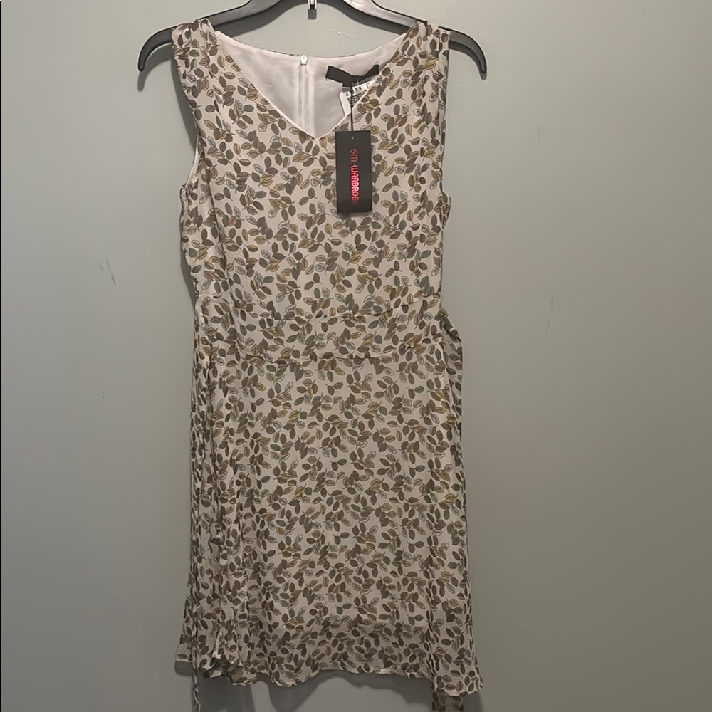Tommy Hilfiger Women's Leaf Print Dress - Cream and Brown